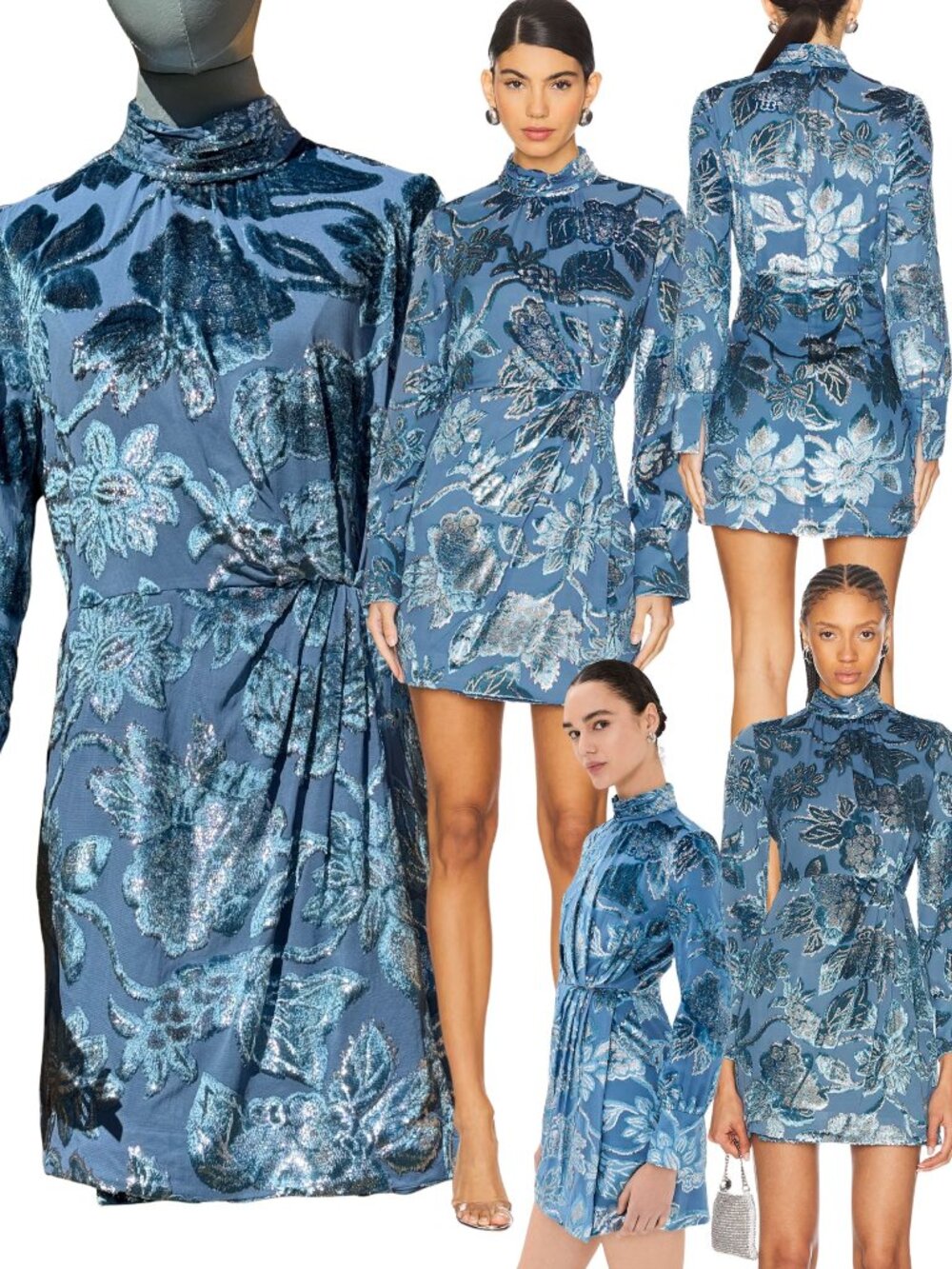 🆕 SIMKHAI 🧿 NWOT Halen Draped Velvet Mini Dress, Celestial Blue - Sz US 6
